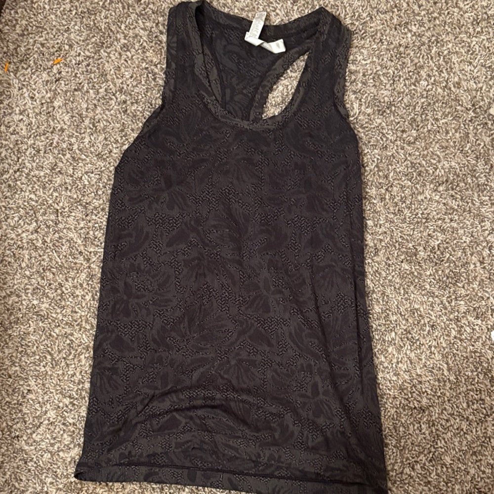 Athleta Black Patterned Tank Top